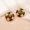 Alloy Natural Tiger Eye Stud Earrings FS-WGA185A-09-1