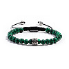 Natural Malachite Round Braided Bead Bracelets for Women Men PM4065-2-1