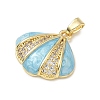 Brass Enamel & Clear Cubic Zirconia Pendants KK-G603-01G-01-2
