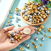 220Pcs Spray Painted Round Natural Schima Wood Beads WOOD-TA0003-03-6