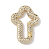 Rack Plating Brass Micro Pave Cubic Zirconia Spring Gate Rings Clasps KK-NH0002-13G-01-1