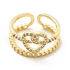Clear Cubic Zirconia Heart Knot Open Cuff Ring KK-H439-26G-2