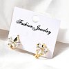 Bowknot Brass Hoop Earrings EJEW-S256-02A-G-3