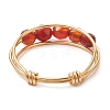 Natural Round Natural Agate Beaded Finger Rings RJEW-TA00118-03-4