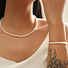 Plastic Imitation Pearl Round Beaded Necklaces & Bracelets Sets for Women FS-WGAA84E-01-2