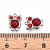 Natural Red Jasper and Ruby Rhinestone Owl Charms STAS-T064-66P-3