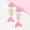 Alloy Enamel Dangle Stud Earrings EJEW-Z140-01G-1