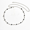 Black Plastic Round Beads Alloy Link Waist Chains for Women WG2B6F3-01-5