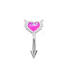 304 Stainless Steel & Resin Opal Heart Eyebrow Rings with Spike End WGE249E-04-1