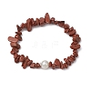 Natural Red Jasper Chips Stretch Bracelets for Women BJEW-JB11343-04-2