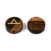 Brass Elder Futhark Alphabet Engraved Symbol Flat Round Natural Tiger Eye Rune Stones G-I373-01L-2