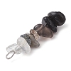 Gradient Color Natural Quartz Crystal & Natural Smoky Quartz & Natural Obsidian & Natural Labradorite Chip Beaded Pendants PALLOY-JF02790-07-4