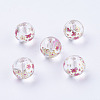 Flower Picture Printed Glass Beads GLAA-E399-10mm-E01-2