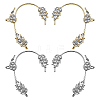 4Pcs 4 Styles Leaf Alloy Rhinestone Cuff Earrings EJEW-GO0002-29-1