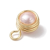 Shell Pearl Round Copper Wire Wrapped Pendants PALLOY-JF03258-6