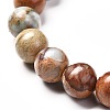 Natural Aqua Terra Jaspe Round Beads Stretch Bracelet for Men Women BJEW-JB06823-03-4
