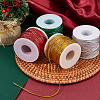 4 Rolls 4 Colors Metallic Elastic Round Cord for Christmas Gift Wrapping OCOR-WH0112-055-4