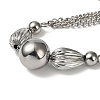 304 Stainless Steel Round & Grooved Teardrop Bib Necklaces for Women NJEW-G155-01P-1