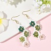 Flower Glass Seed Beaded Dangle Earrings EJEW-MZ00775-02-1