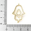 Brass Micro Pave Cleear Cubic Zirconia Evil Eye Hamsa Hand Connector Charms KK-C086-15A-G-3