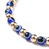Resin Evil Eye Round Beaded Stretch Bracelet with Brass Beads for Women BJEW-JB08095-4