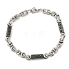 Two Tone 304 Stainless Steel Rectangle & Byzantine Chain Bracelet BJEW-B078-40BP-1