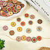 100Pcs Printed Wooden Buttons BUTT-CP0001-16-4