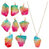 8Pcs Electroplated Rainbow Color Raw Rough Natural Quartz Crystal Big Pendants PALLOY-AB00184-1