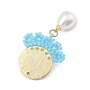 Glass Seed Beaded & ABS Plastic Imitation Pearl & Glass Pendants PALLOY-MZ01380-01-2