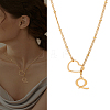 1Pc Letter & Heart Stainless Steel Lariat Necklaces for Women NJEW-LP0002-87G-Q-1