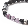 7Pcs 7 Style Natural & Synthetic Mixed Gemstone & Alloy Beaded Stretch Bracelets Set for Women BJEW-JB09235-5