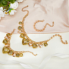 CCB Plastic Graduated Heart Pendant Aluminum Twisted Chain Necklaces & Brass Charm Bracelets & Round Beaded Bracelets Sets for Women SJEW-DC0001-02-4