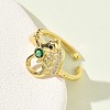 304 Stainless Steel Cubic Zirconia Cuff Open Rings for Women RJEW-Z122-02G-05-3