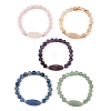 Natural Mixed Stone Round and Oval Beaded Stretch Bracelets BJEW-JB14485-4