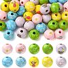 40Pcs 10 Colors Easter Theme Printed Wood Beads WOOD-FS0002-55A-1