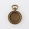 Tibetan Style Alloy Carved Rabbit Pendant Cabochon Settings TIBEP-M018-55AB-NF-1
