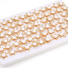 Flower Brass Natural Pearl Stud Earrings PEAR-N020-05X-3