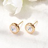 Brass Glass Stud Earrings EJEW-F391-05G-02-4