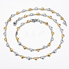 Two Tone 304 Stainless Steel Heart Link Chain Jewelry Sets SJEW-H103-12GP-1