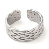 Non-Tarnish 304 Stainless Steel Textured Open Cuff Ring for Women RJEW-I098-34P-2