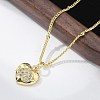 Brass Micro Pave Clear Cubic Zirconia Heart Pendant Necklaces for Women NJEW-M088-02G-02-5