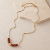 Synthetic Goldstone Hexagon Heishi Beads & 304 Stainless Steel Paperclip Chain Necklace & Bracelets for Women SG1071-3-2