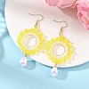 Brass Glass Beads Dangle Earrings EJEW-MZ00764-03-1