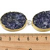 Golden Plated Dyed Oval Natural Drusy Quartz Crystal Beads Strands G-F144-08-2