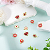 10Pcs 5 Styles Heart Theme Brass Enamel Pendants KK-TA0008-88-5