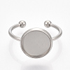 Tarnish Resistant 201 Stainless Steel Cuff Finger Rings Components STAS-T047-19A-1