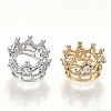 Brass with Clear Cubic Zirconia Crown European Beads KK-T035-122-M-1