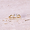 Teardrop 304 Stainless Steel with Clear Cubic Zirconia Finger Rings for Women FS-WG6614B-01-2