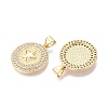 Brass Micro Pave Clear Cubic Zirconia Pendants KK-N287-43G-04-2