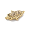 Rack Plating Brass Micro Pave Clear Cubic Zirconia Religion Hamsa Hand Connector Charms KK-A23410-053G-2